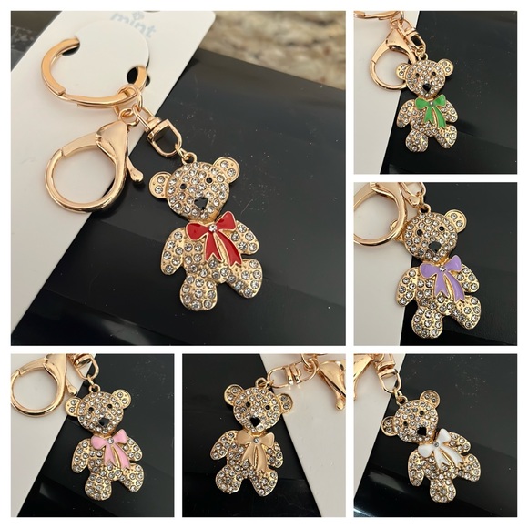 NIP- Adorable 3” Teddy Bear with Bow Keychain - Picture 1 of 9